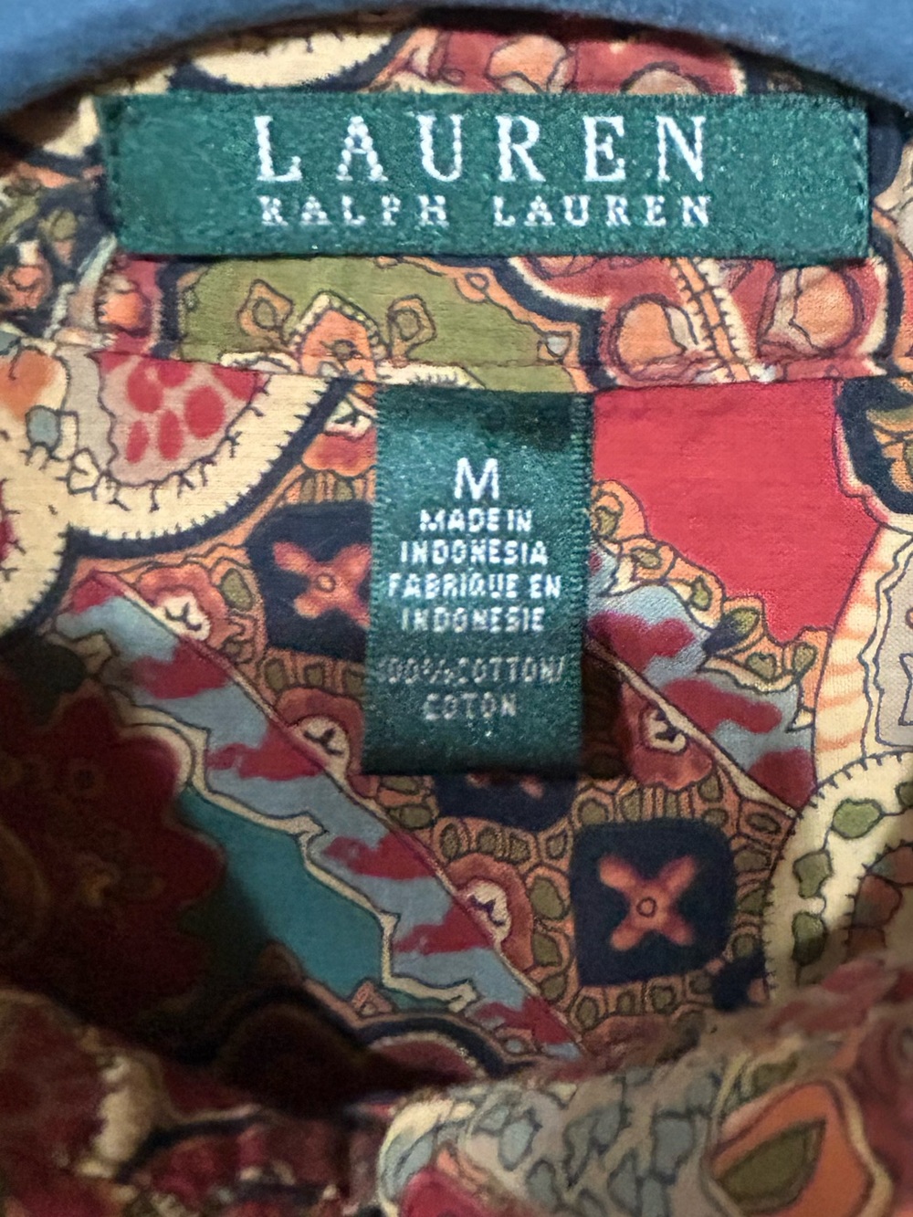 Lauren Ralph Lauren Boho Dark Academia Paisley 70’s Retro Maximalist Shirt M - Picture 7 of 14